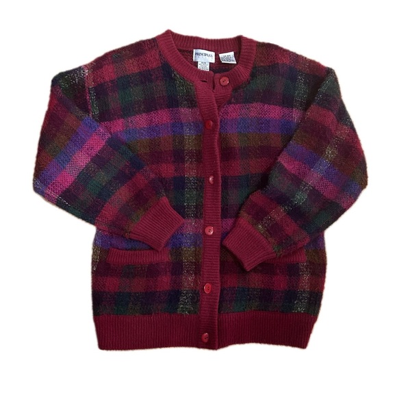 Vintage Plaid Cardigan with Gold Shimmer - Picture 1 of 5